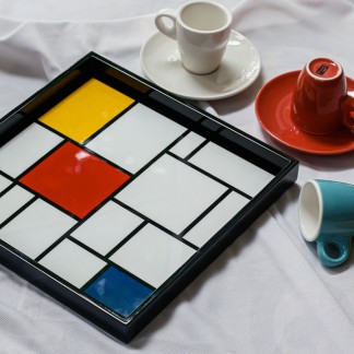 Square lacquer tray- Mondrian Mondrian  25.5x25.5 cm